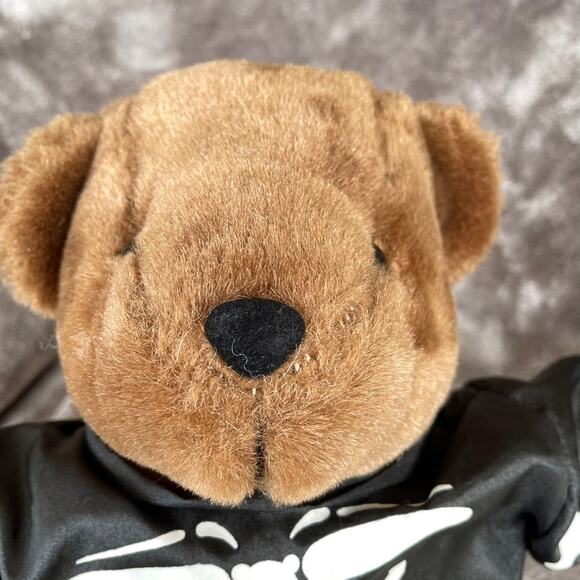 Vintage 1990s y2k Halloween Bear Nylon Skeleton Costume Plush Stuffed Toy - Picture 2 of 13